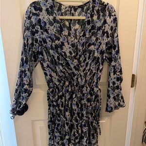Zara Abstract Patterned Dress in Blue and Black
